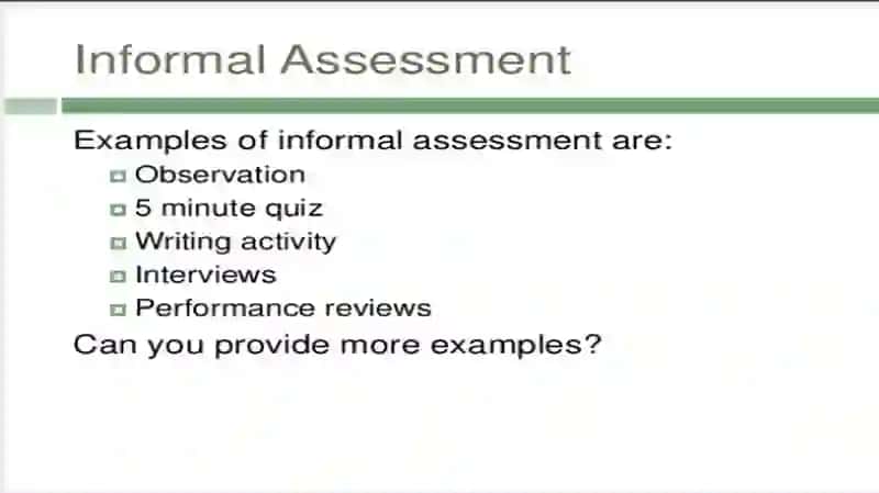 Types of assessment in FLT 4