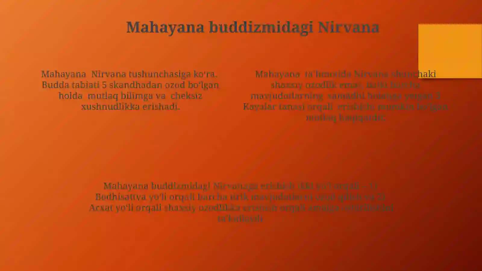 Buddizm taʼlimotida to'rt oliy haqiqat, nirvana haqidagi qarashlar 4