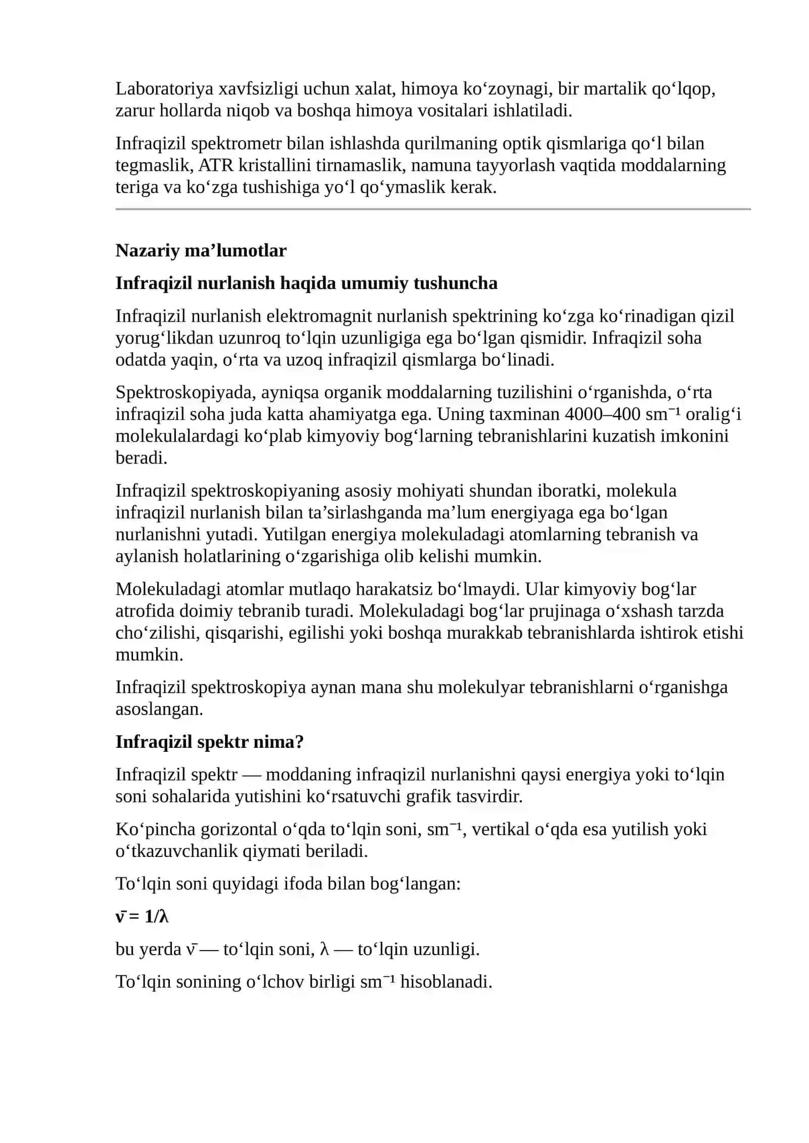 Spektrometr yordamida moddalarning infraqizil sohadagi spektrlarini tahlil qilish 4