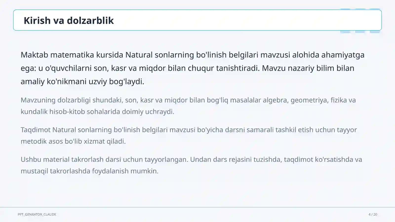 Natural sonlarning bo'linish belgilari (5-sinf) 4