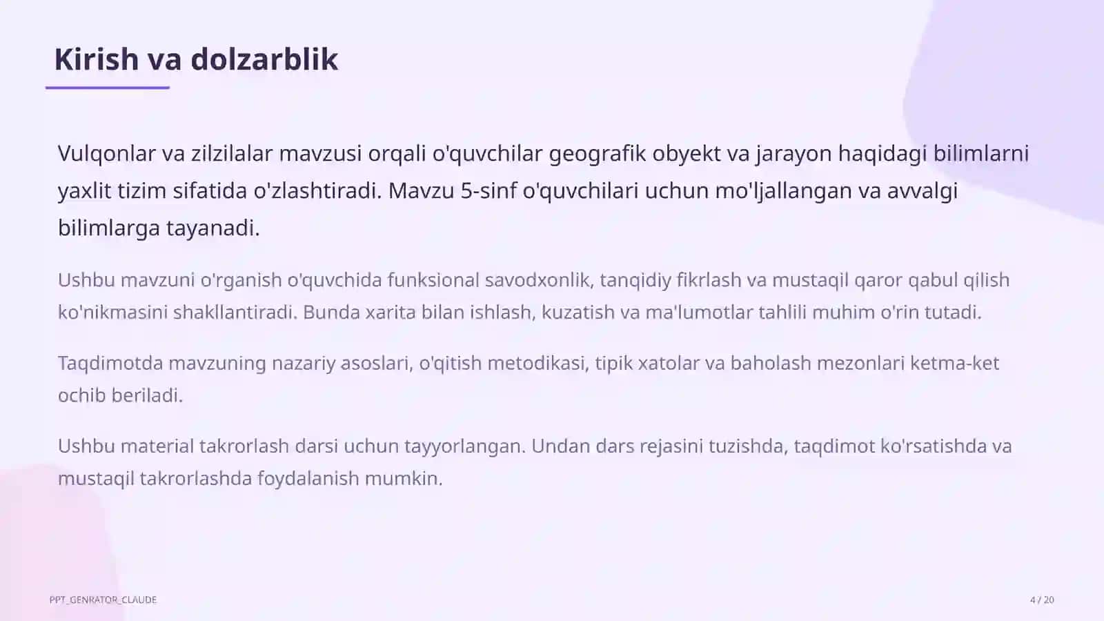 Vulqonlar va zilzilalar (5-sinf) 4