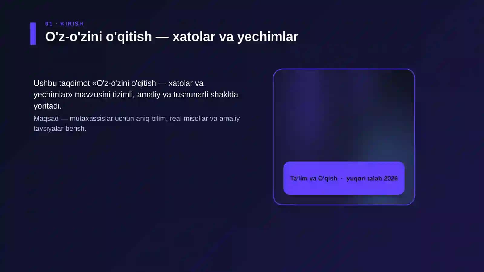 O'z-o'zini o'qitish — xatolar va yechimlar 4