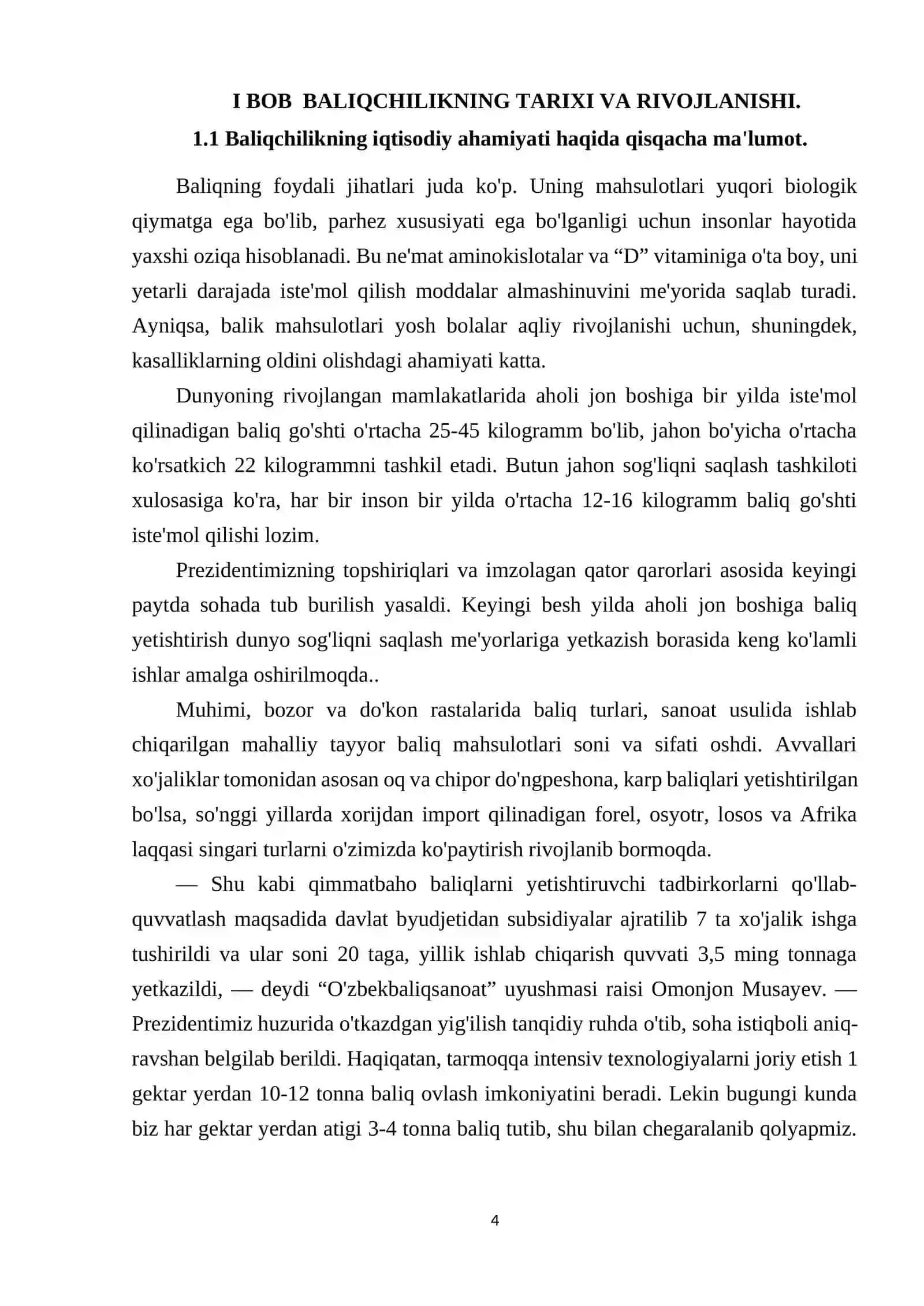 Bob baliqchilikning rivojlanishi bo'yicha yurtimizda olib borilayotgan islohatlar 4