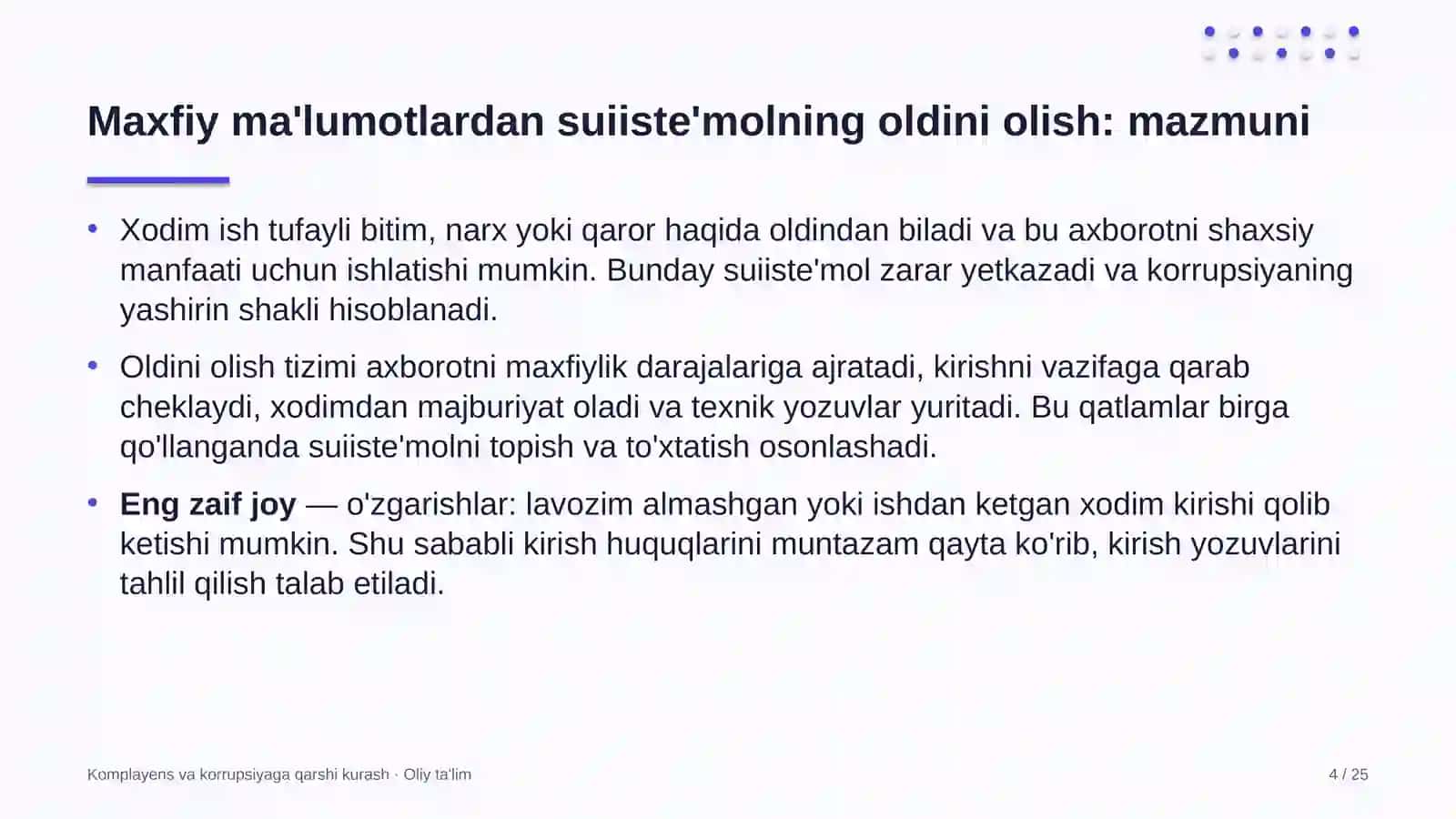 siyosiy partiyalarda maxfiy ma'lumotlardan suiiste'mol qilishning oldini olish 9030 4