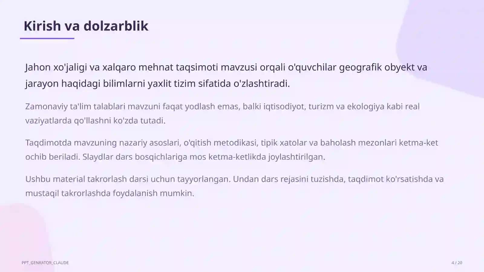 Jahon xo'jaligi va xalqaro mehnat taqsimoti (10-sinf) 4