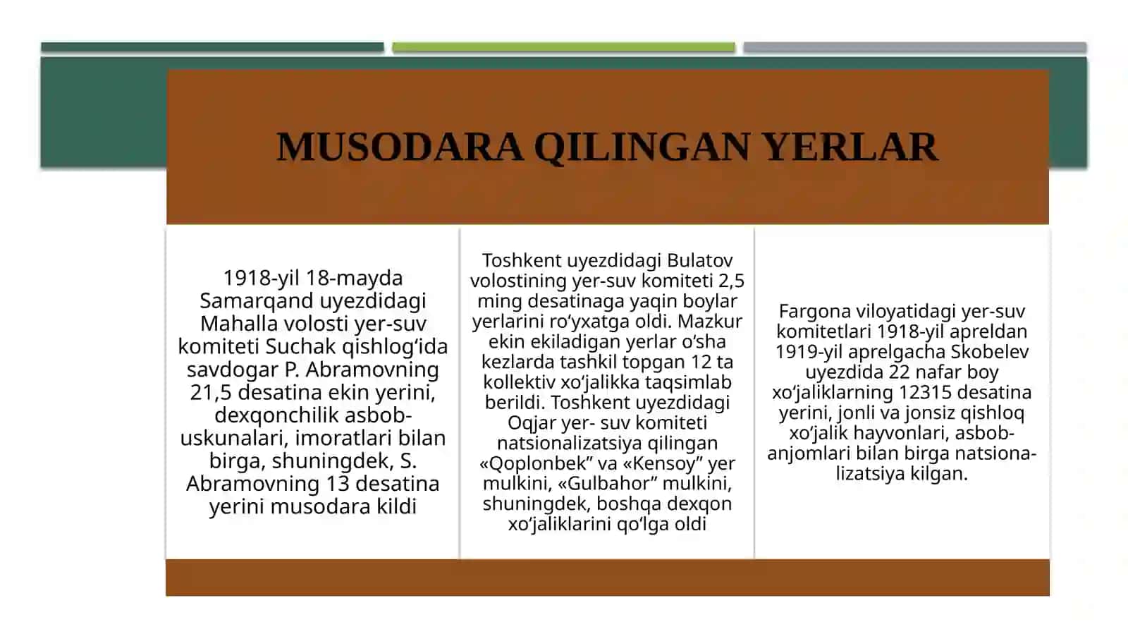 Turkistonda agrar sohadagi munosabatlar, paxtachilik va u bilan bog`liq sanoat korxonalarining faoliyati 4