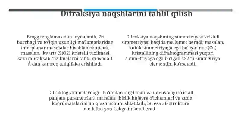 Rentgenografiya elektronografiya va neytronografiya usullarini o‘zaro taqqoslash 4
