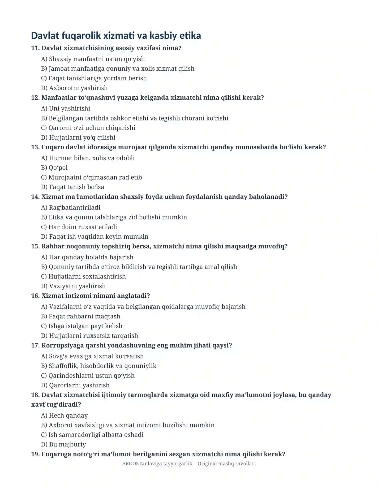 AGROS imtihoniga tayyorgarlik — 210 ta test va javoblar to‘plami 4