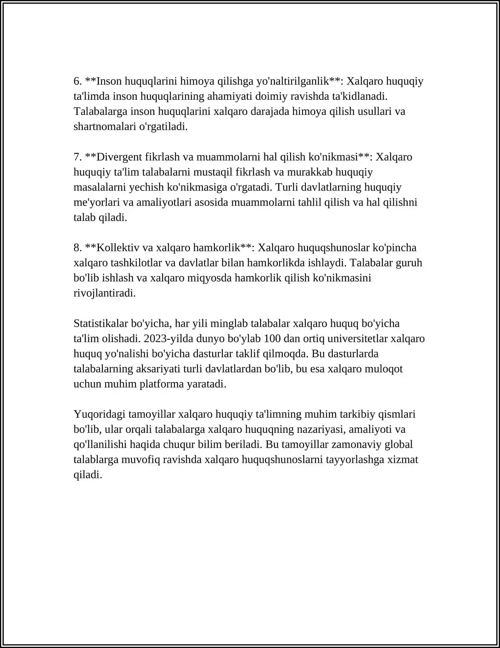 Xalqaro huquqiy ta'lim tamoyillari 4