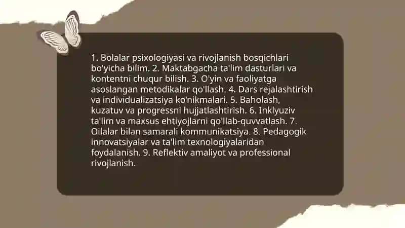 Malaka va taʼlim darajasi talableri 4