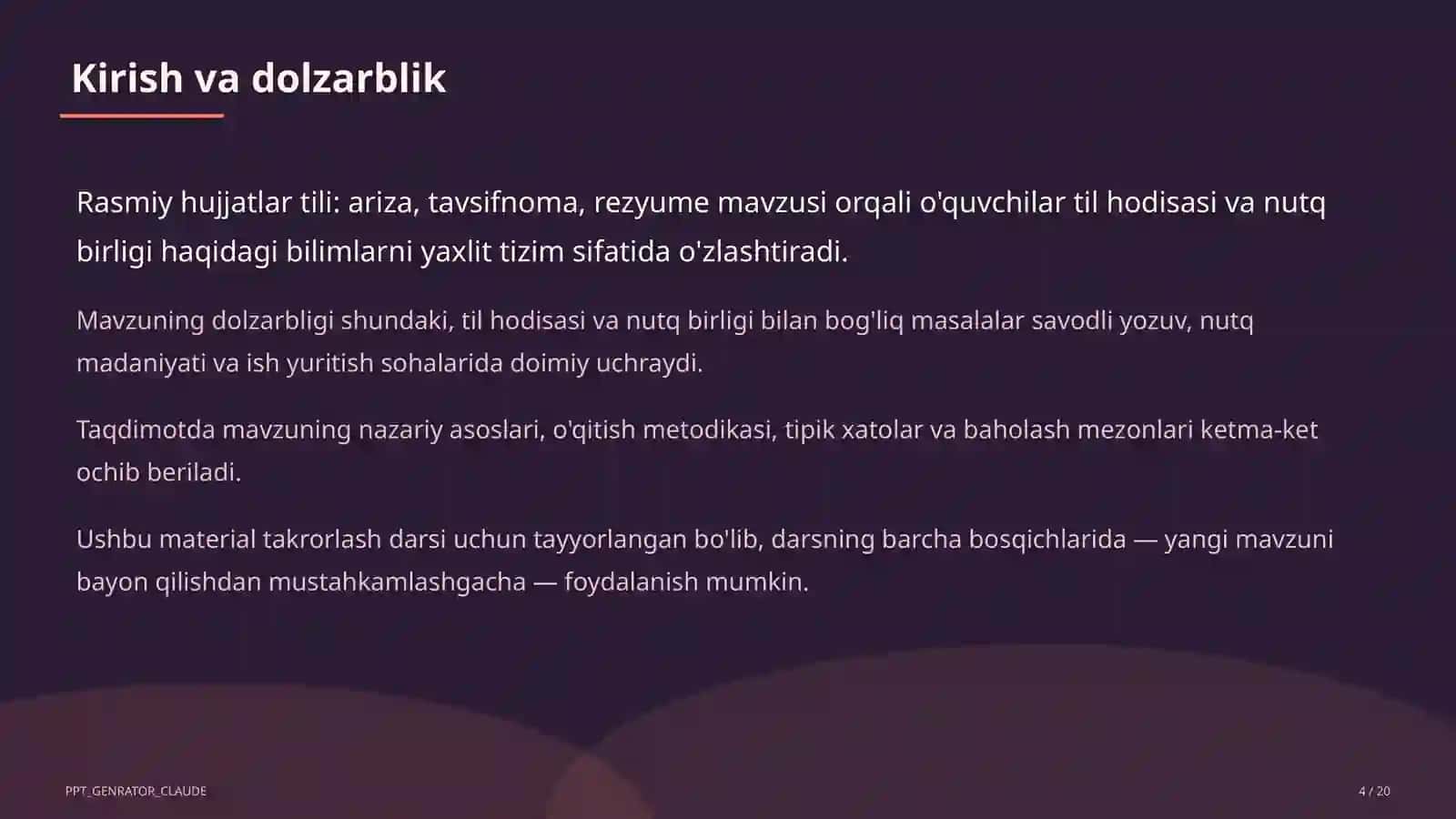 Ona tili (5–11) — takrorlash darsi uchun 4