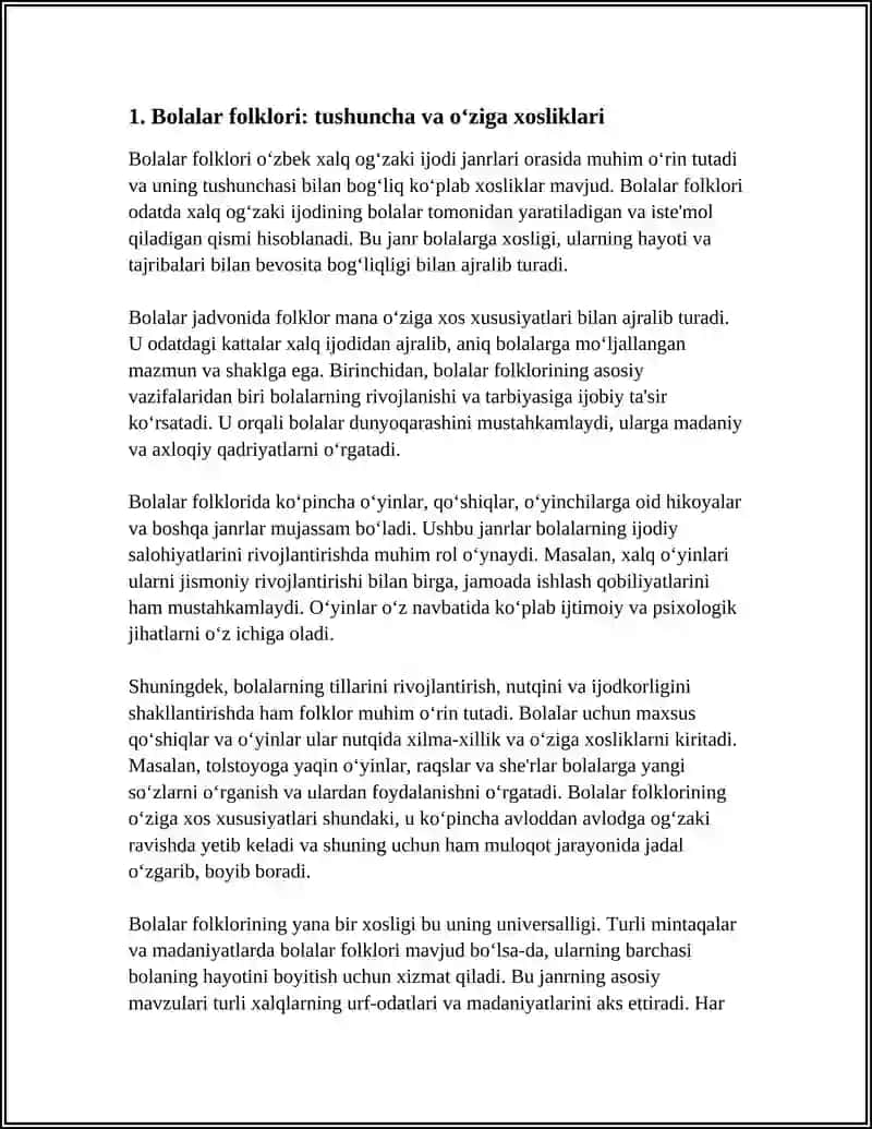 BOLALAR FOLKLORI TABIATI VA XALQ OGʻZAKI IJODI JANRLARI 4