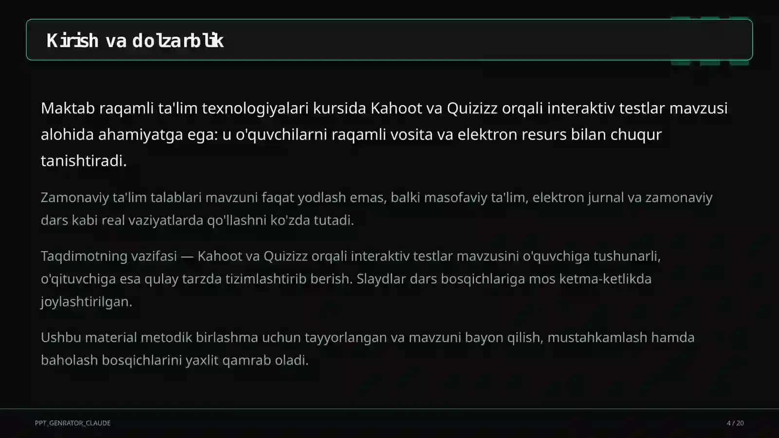 Kahoot va Quizizz orqali interaktiv testlar 4