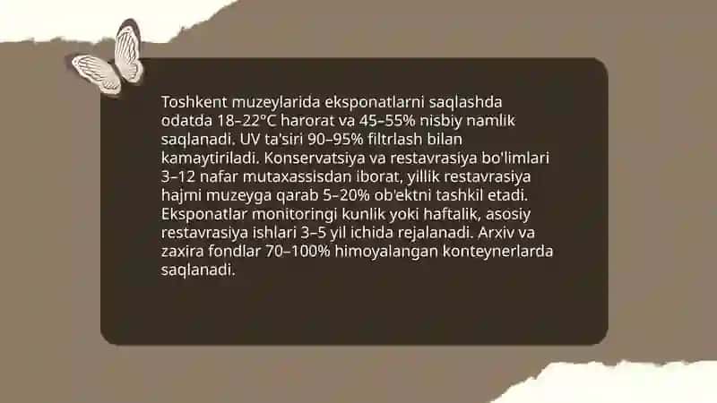 Toshkent shahrida joylashgan muzeylar faoliyati 4