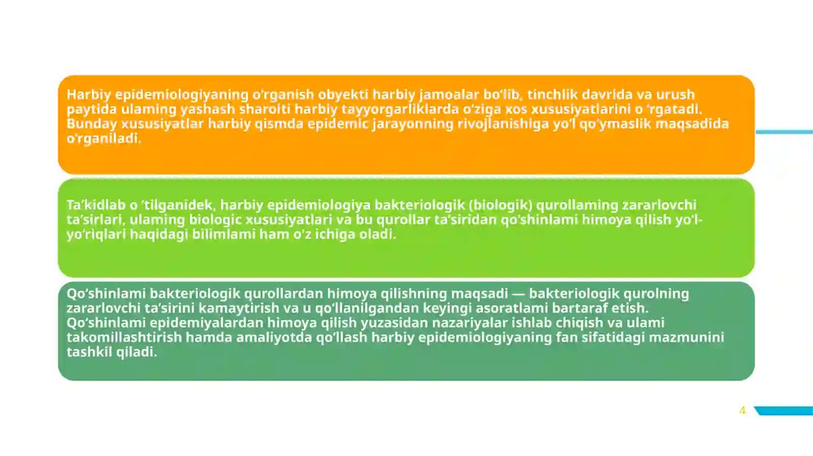 Harbiy epidemiologiya fani va uning bo'limlari, vazifalari 4