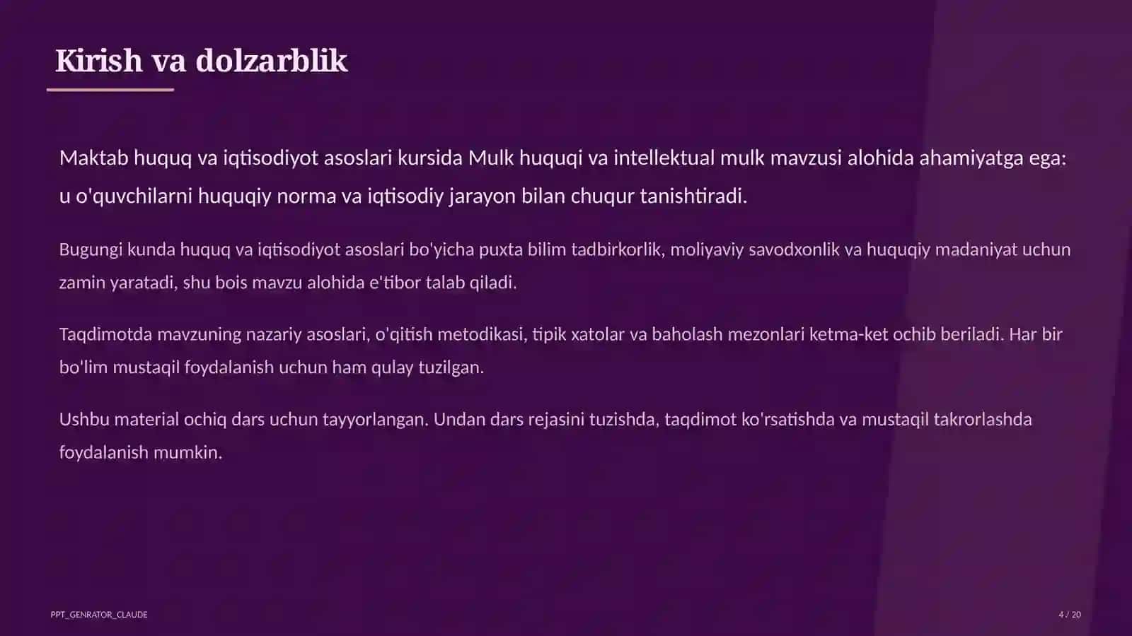 Mulk huquqi va intellektual mulk (11-sinf) 4