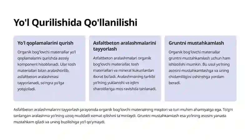 Organik Bog'lovchi Materiallar Yo'l Qurilishida Qo'llanilishi 4