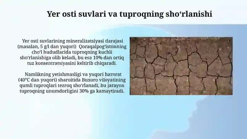 Tuproq xosil bo'lishida iqlim va gidrologik omillarning o‘rni 4