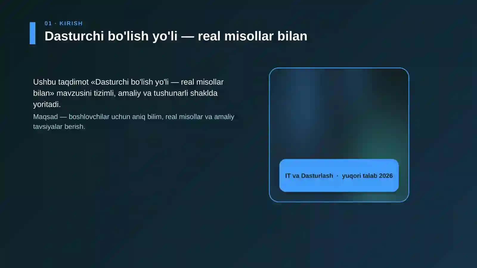 Dasturchi bo'lish yo'li — real misollar bilan 4