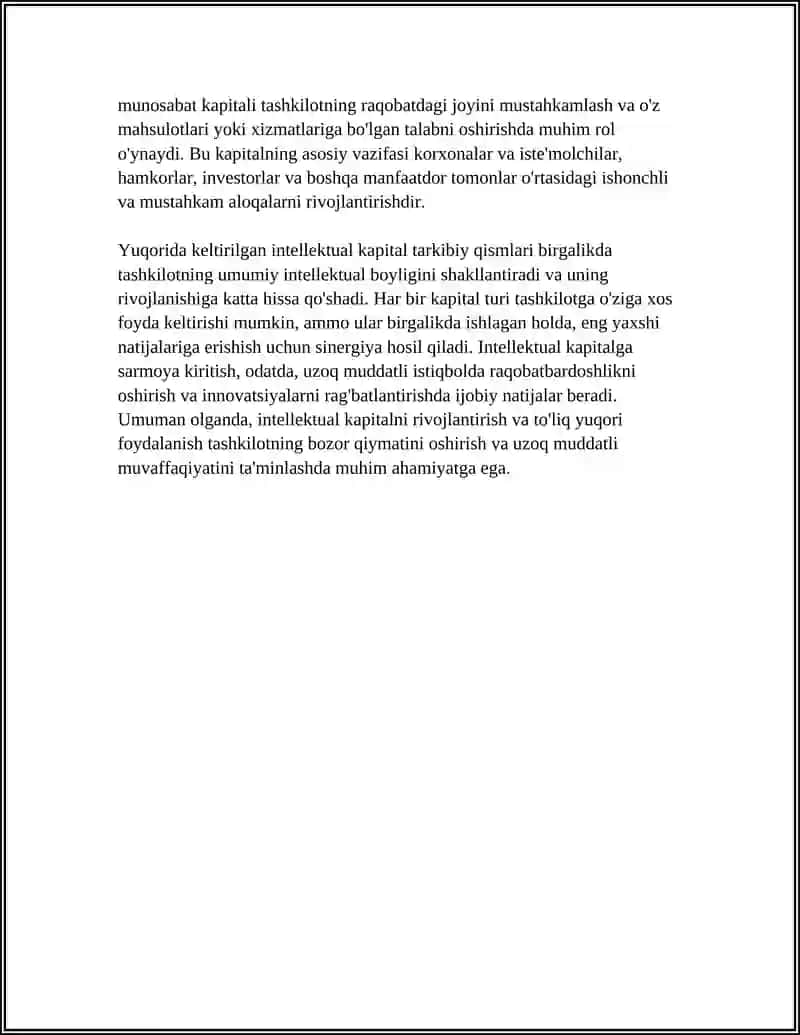INTELLEKTUAL MULKNI TIJORATLASHTIRISH INTELLEKTUAL KAPITALNING TARKIBIY QISMLARI 4
