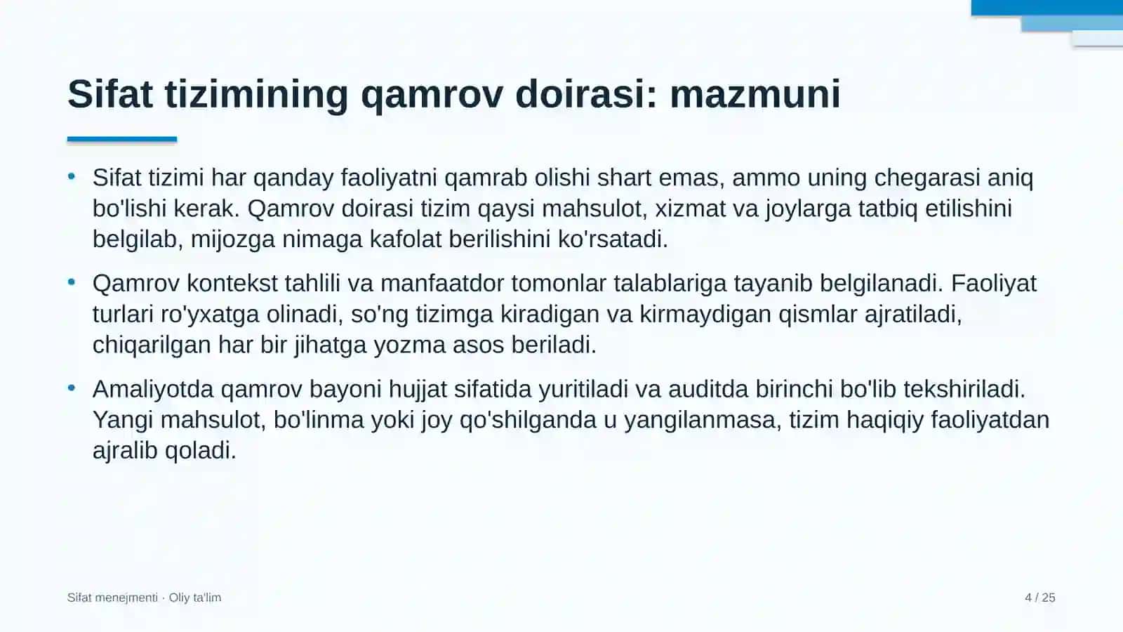 tog' turizmida sifat menejmenti tizimining qamrov doirasini belgilash 7321 4