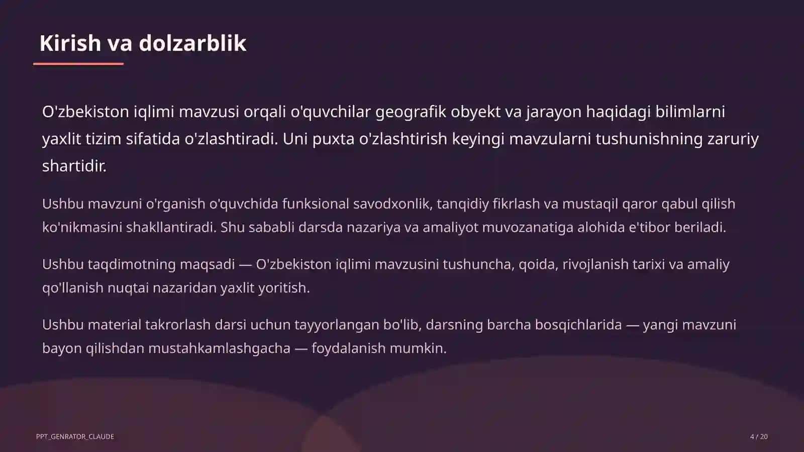 O'zbekiston iqlimi (8-sinf) 4