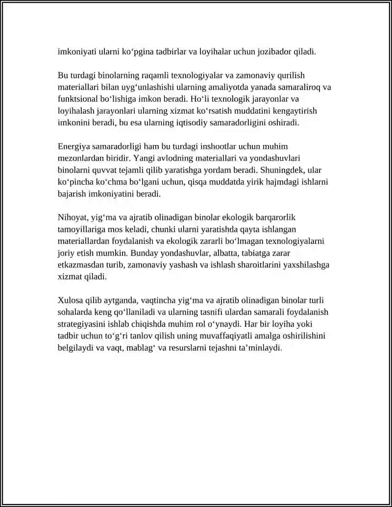 VAQTINCHALIK YIG'MA VA AJRATIB OLINADIGAN BINO VA INSHOOTLAR 4