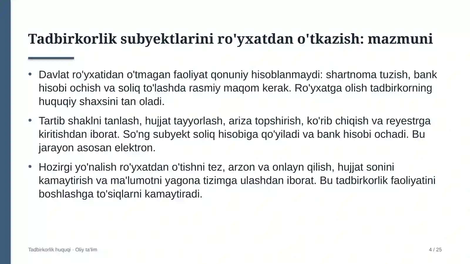 Ziyorat turizmida tadbirkorlik subyektlarini davlat ro'yxatidan o'tkazish 4