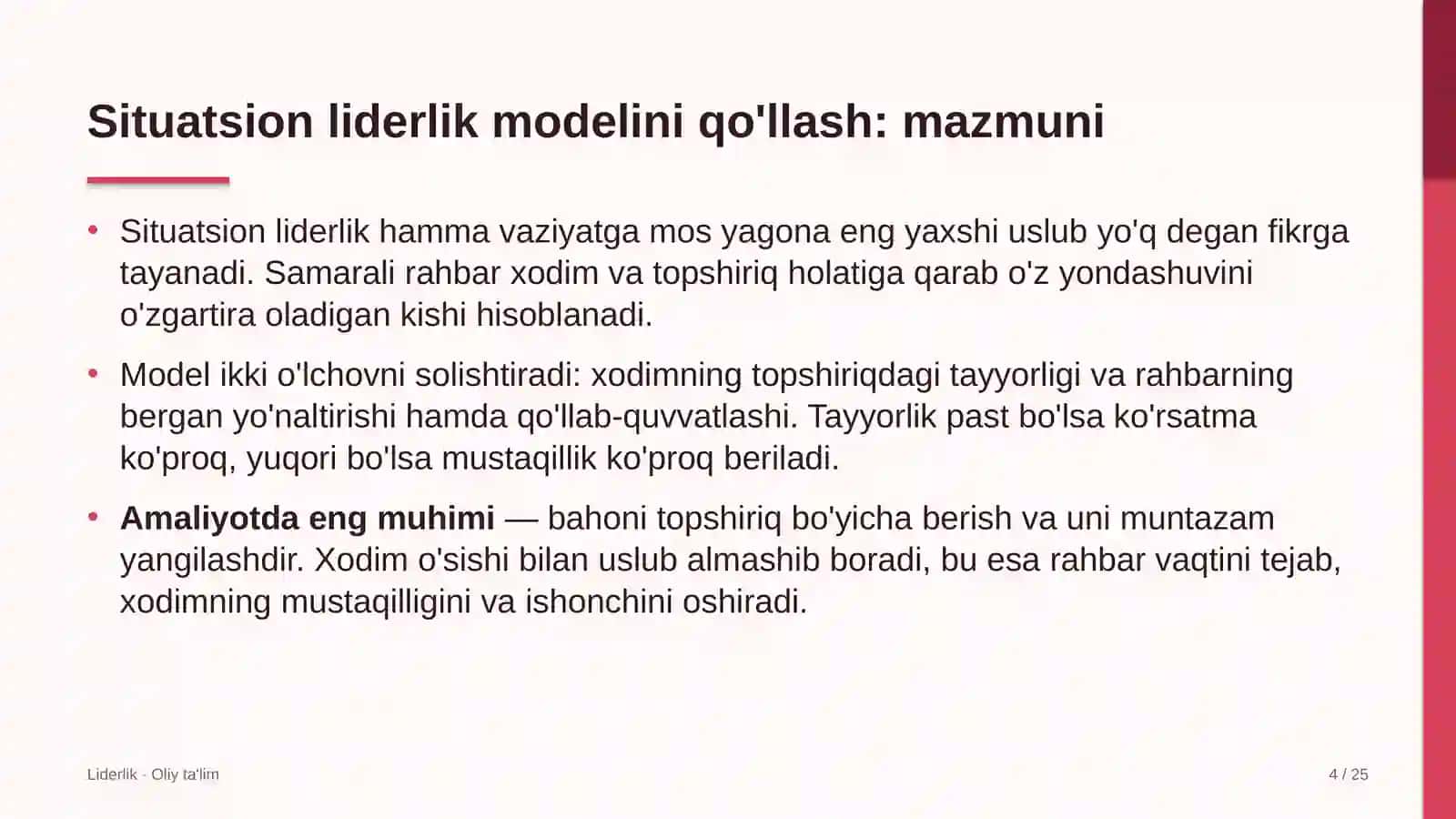 Buyumlar interneti sohasida situatsion liderlik modelini qo'llash 4