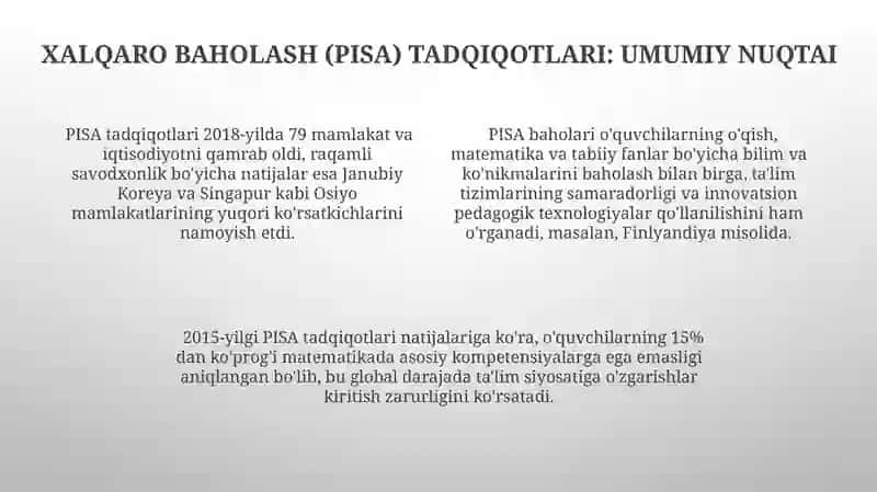 Xalqaro Baholash (PISA) Tadqiqotlarida Innovatsion Pedagogik Texnologiyalar 4