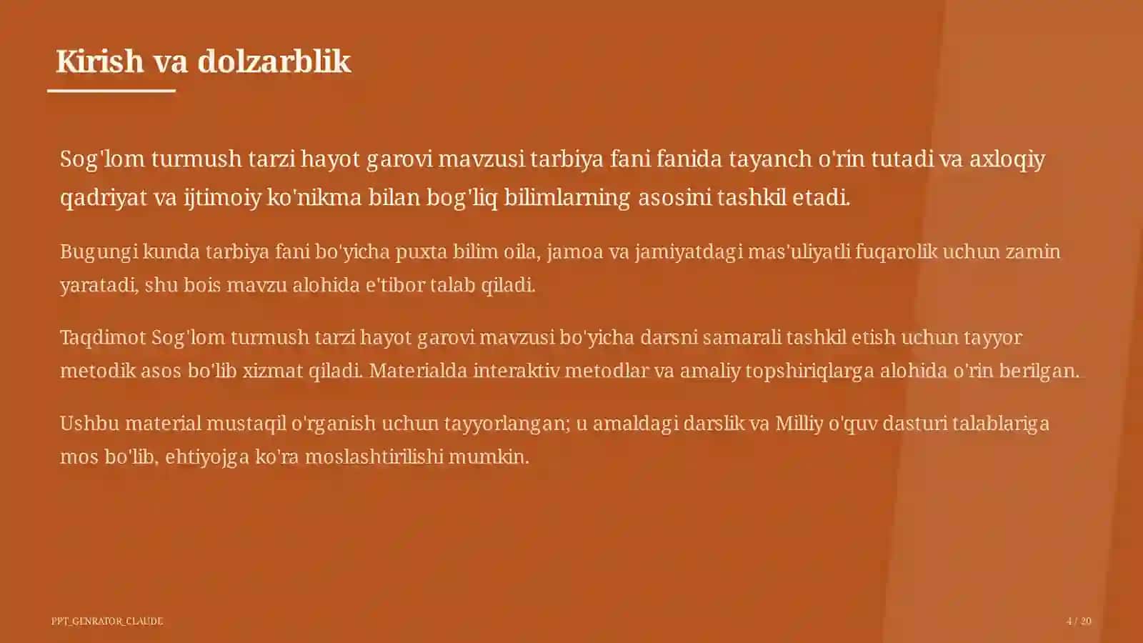Sog'lom turmush tarzi hayot garovi (7-sinf) 4