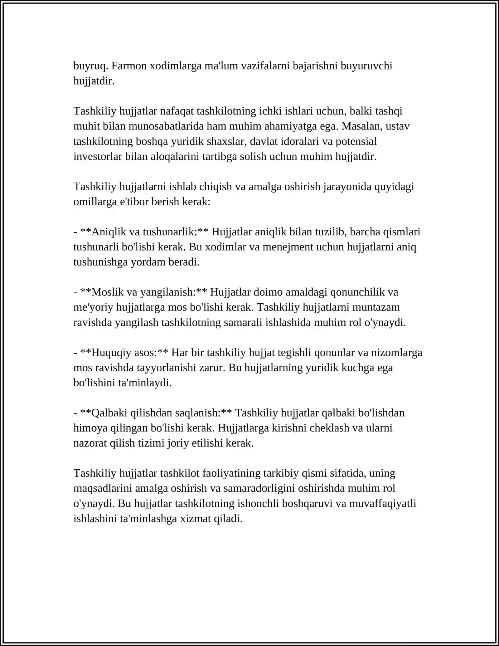 TASHKILIY HUJJATLAR VA ULARNING TURLARI 4