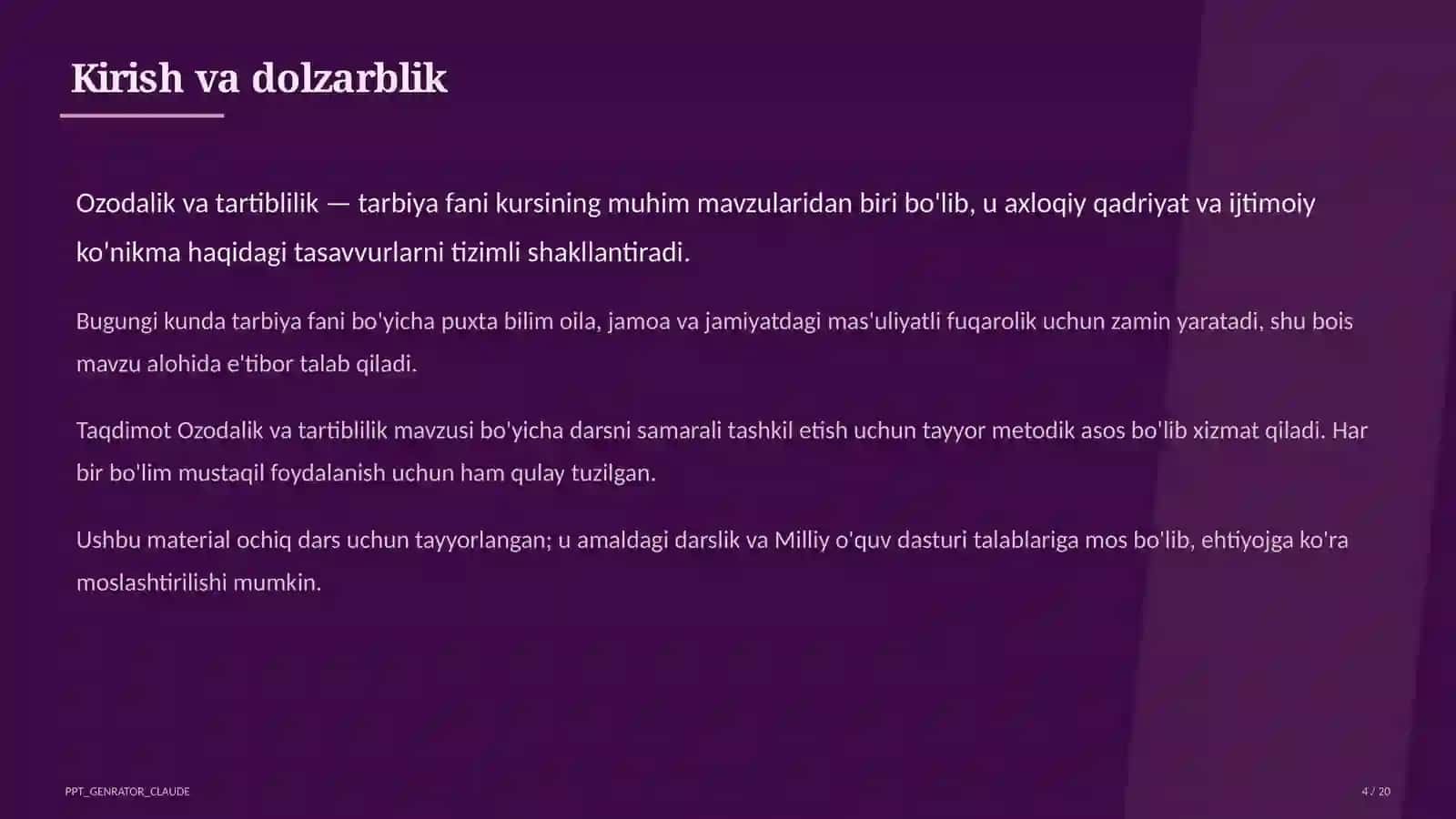 Ozodalik va tartiblilik (1-sinf) 4