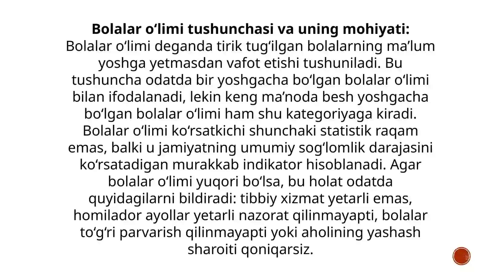Bolalar va perinatal o‘lim ko‘rsatkichlari va Ularni aholi salomatligiga baho berishdagi ahamiyati 4