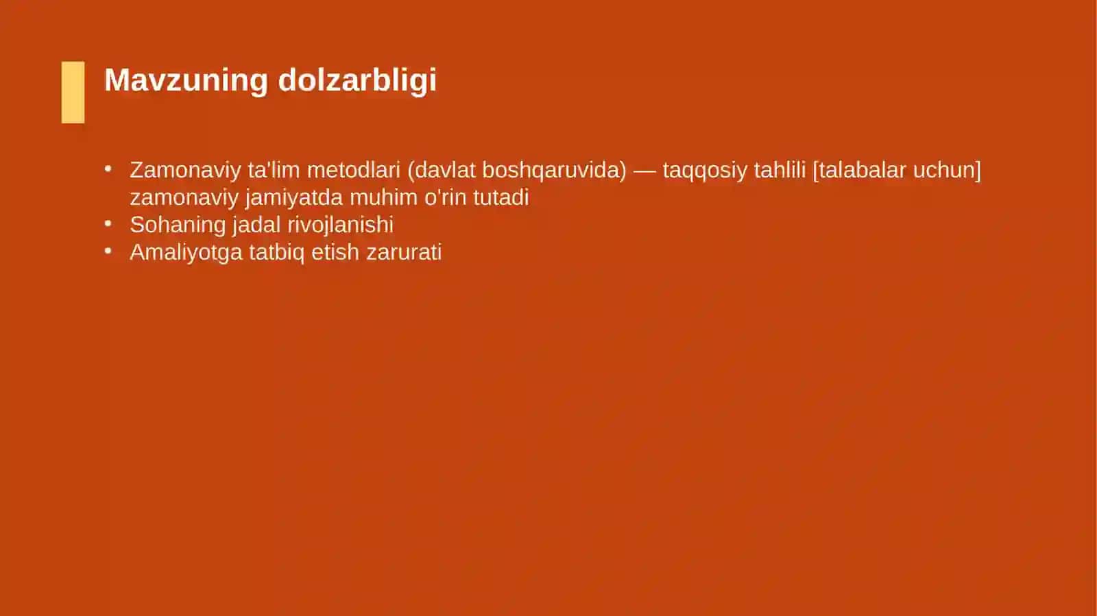 Zamonaviy ta'lim metodlari (davlat boshqaruvida) — taqqosiy tahlili [talabalar uchun] 4