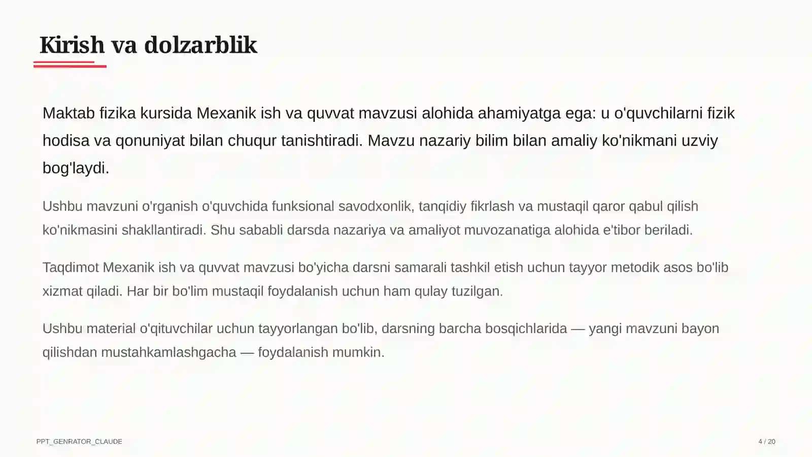 Mexanik ish va quvvat (7-sinf) 4