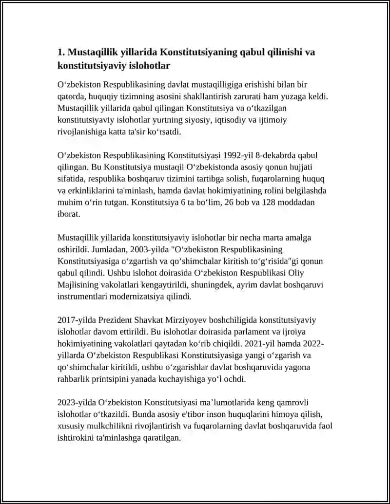 MUSTAQILLIK YILLARIDA DAVLAT BOSHQARUVI TIZIMIDA AMALGA OSHIRILGAN ISLOHOTLAR 4