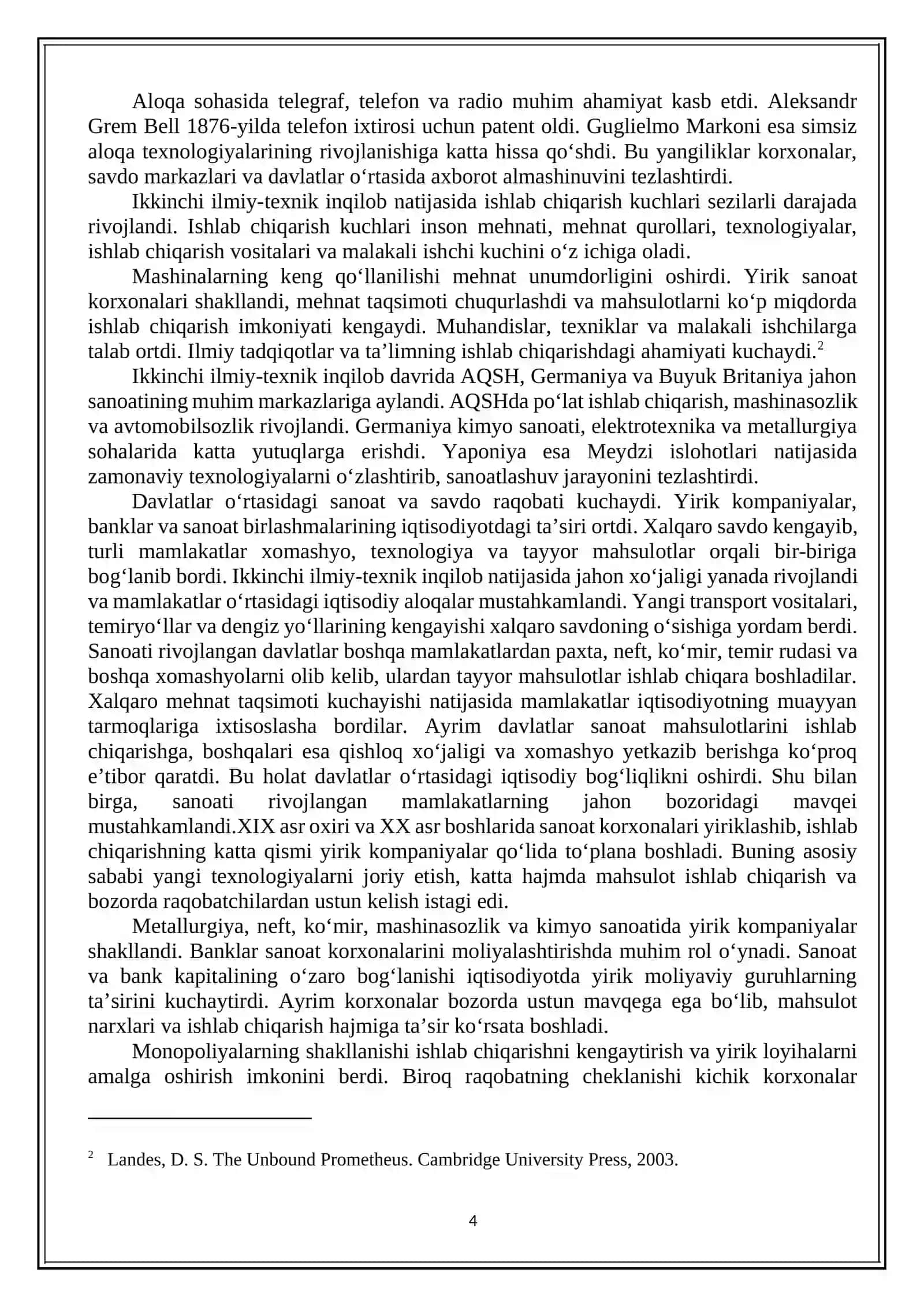 IKKINCHI ILMIY-TEXNIK INQILOBI VA JAXON ISHLAB CHIQARISH KUCHLARINI RIVOJLANISHI 4