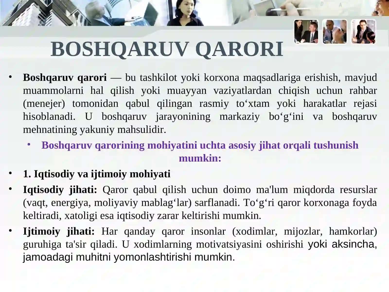 BOSHQARUV QARORLARIVA ULARNI QABULQILISH USULLARI 4