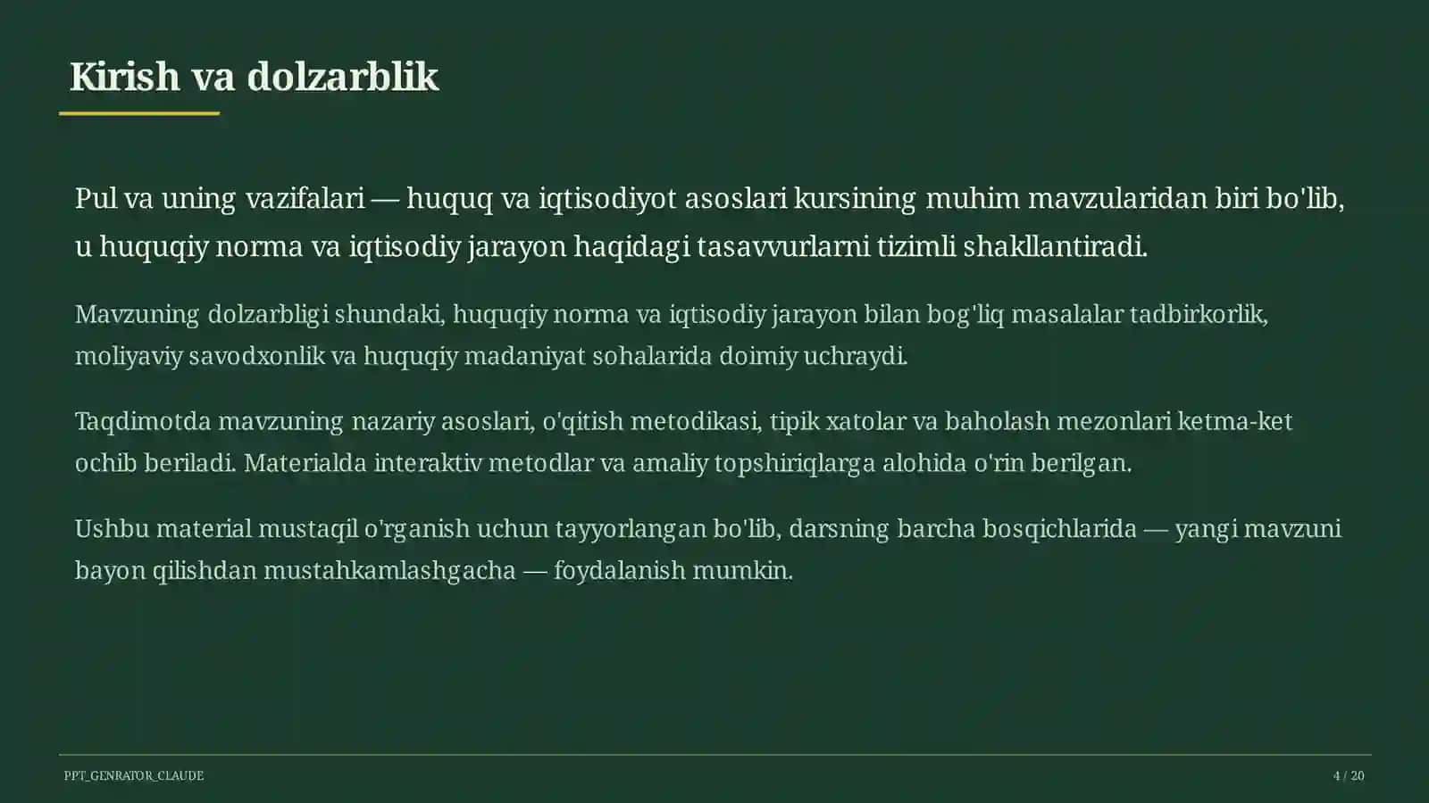 Pul va uning vazifalari (9-sinf) 4