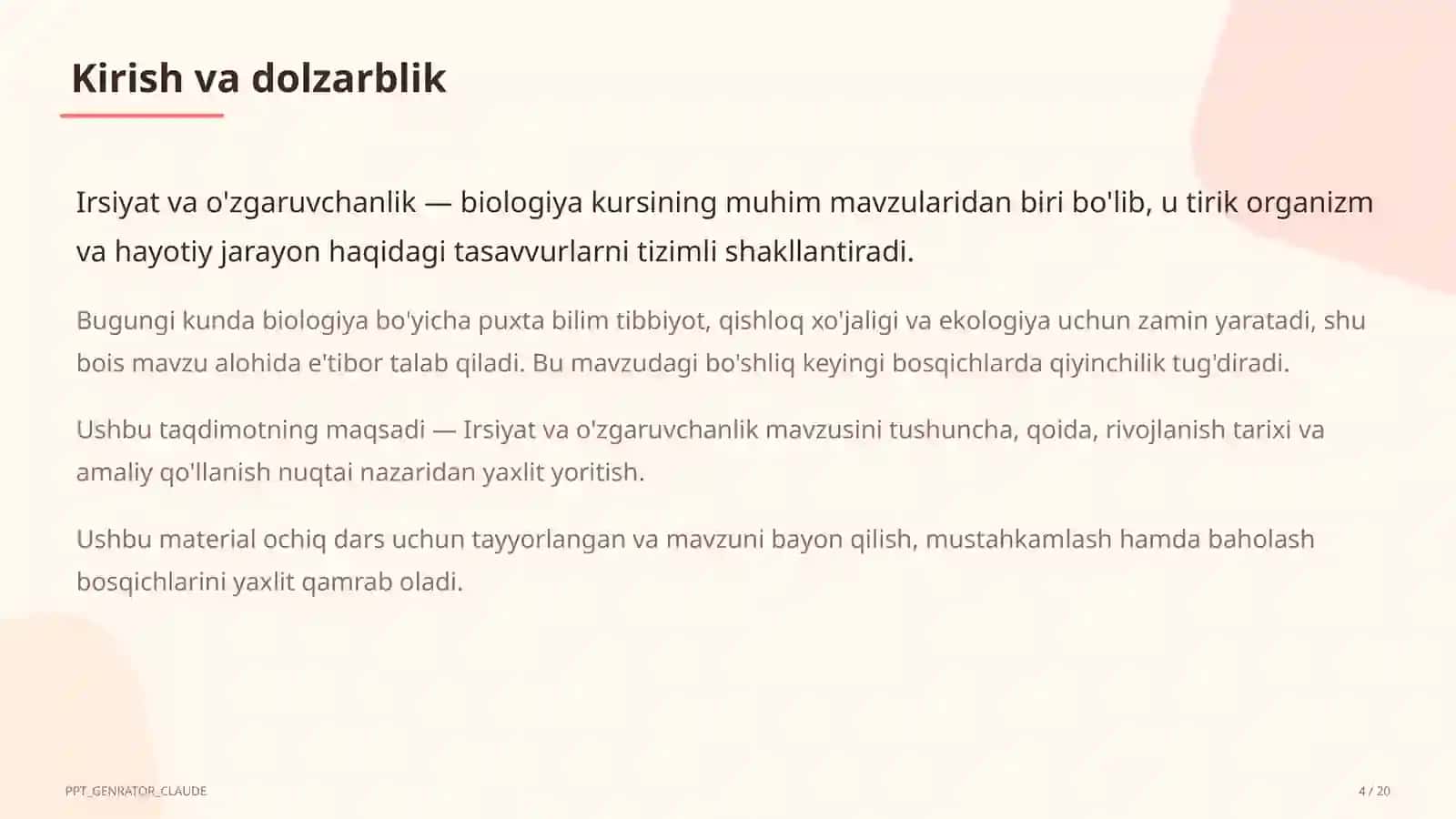 Biologiya (5–11) — ochiq dars uchun 4