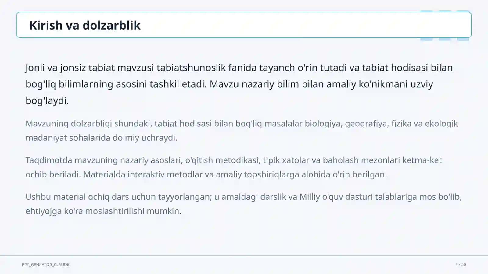 Jonli va jonsiz tabiat (2-sinf) 4