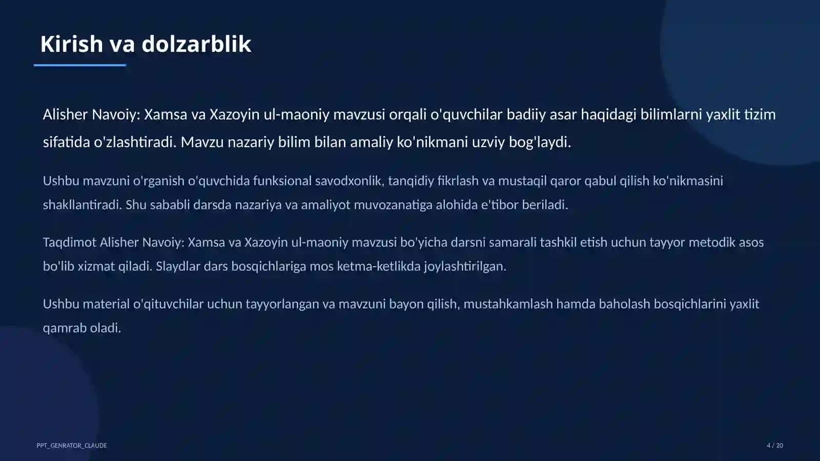 Alisher Navoiy: Xamsa va Xazoyin ul-maoniy (9-sinf) 4