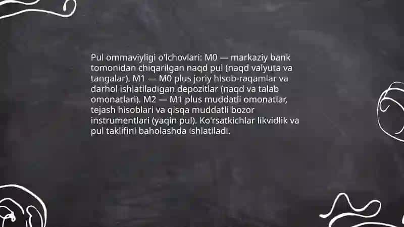 Pul muomalasi kòrsatkichlari statistikasi 4