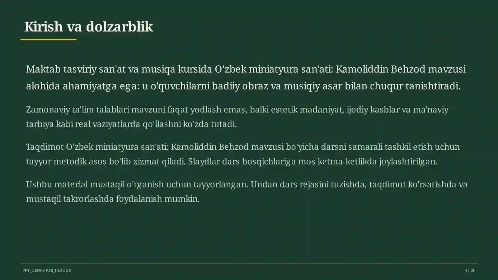 O'zbek miniatyura san'ati: Kamoliddin Behzod (5-sinf) 4
