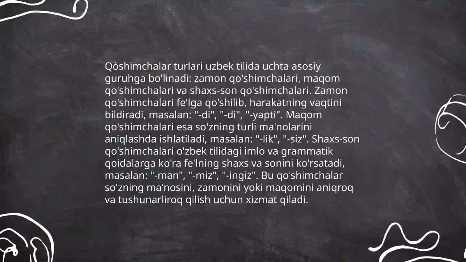 Qòshimcha va morfema.Qòshimchalarning ma'no vazifasiga kòra turlari 4