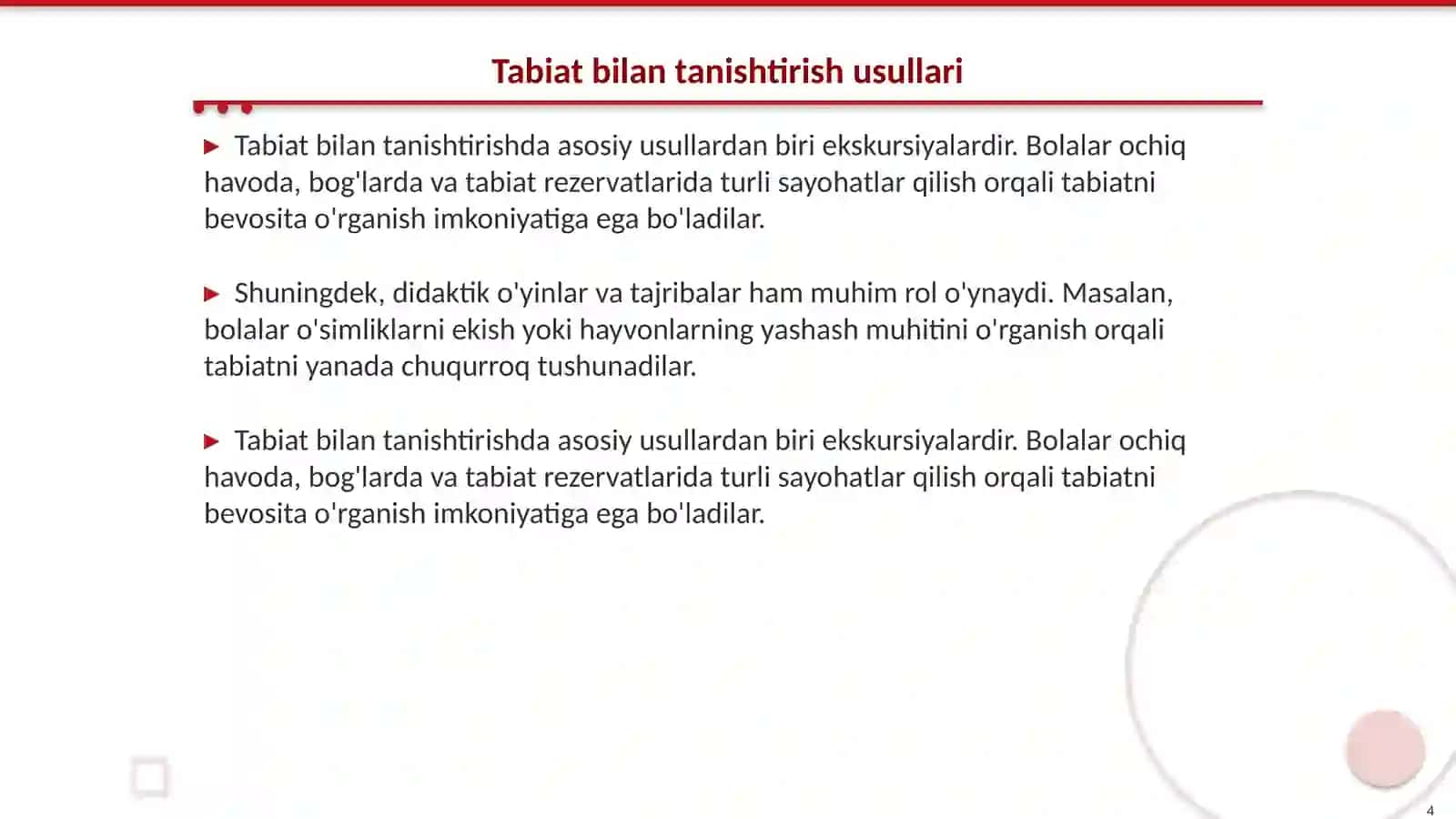 Tabiat bilan tanishtirishga doir ishlar tizimi 4