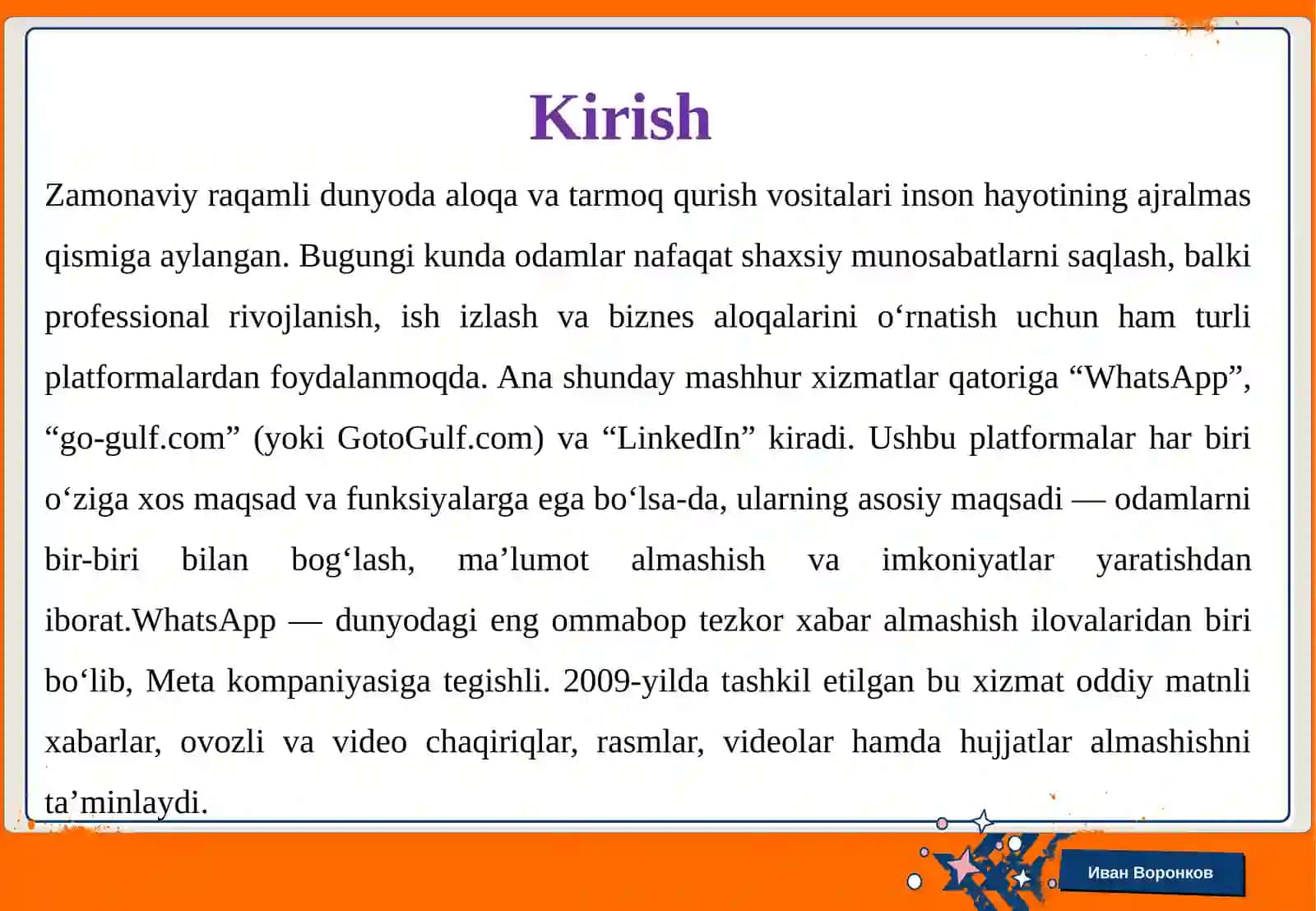 “Whatsapp”, “go-gulf.com” va “Linkedn” larni tushunchalari 4