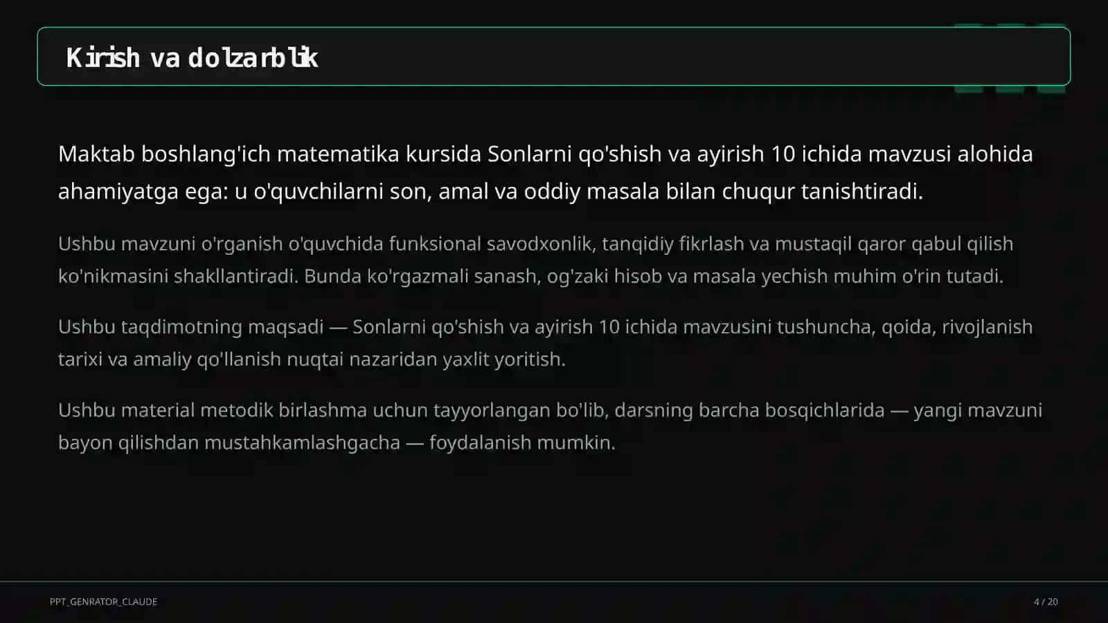 Sonlarni qo'shish va ayirish 10 ichida (1-sinf) 4
