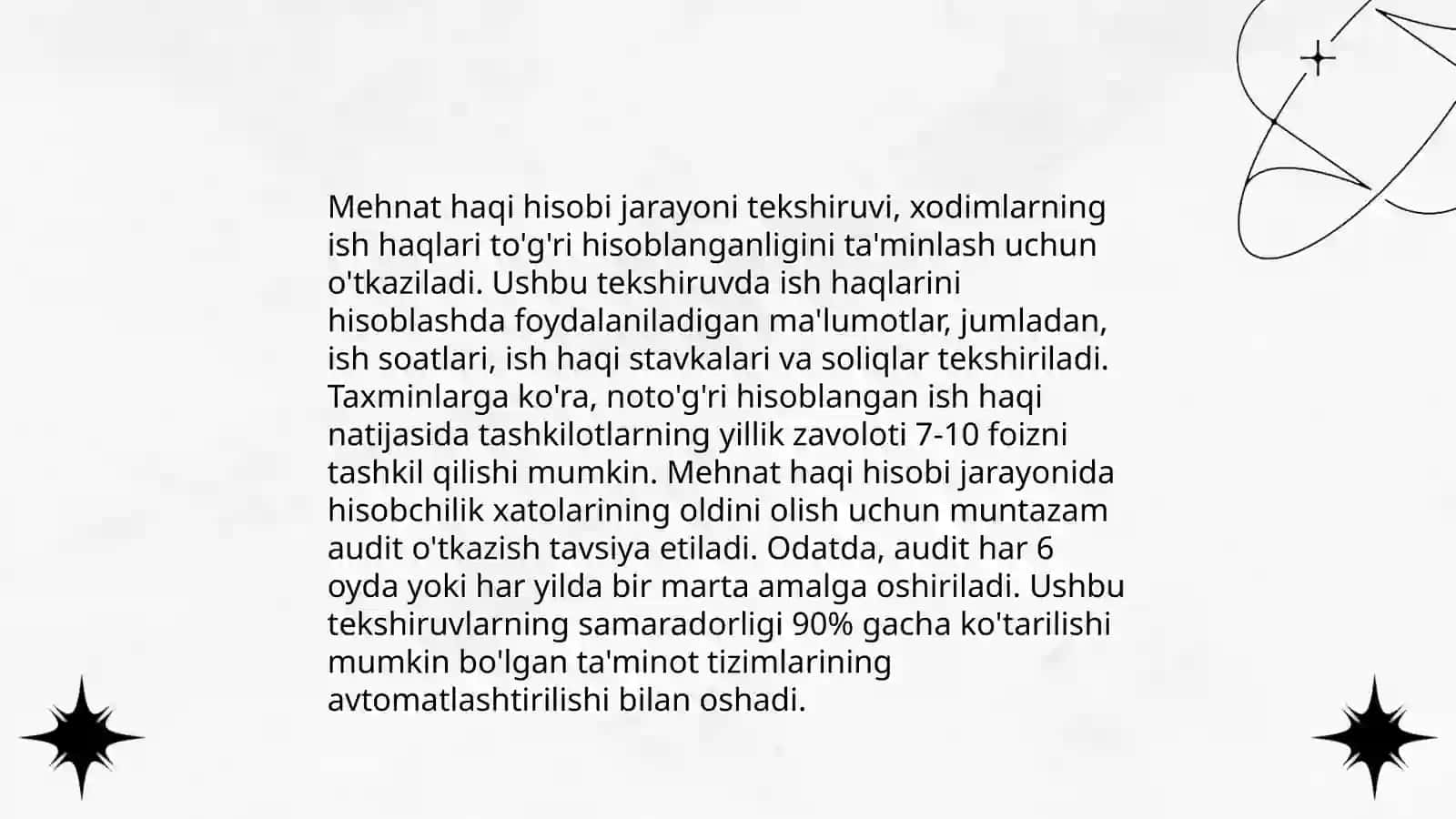 Mehnat haqi hisobi va toʻlash jarayoni auditi 4